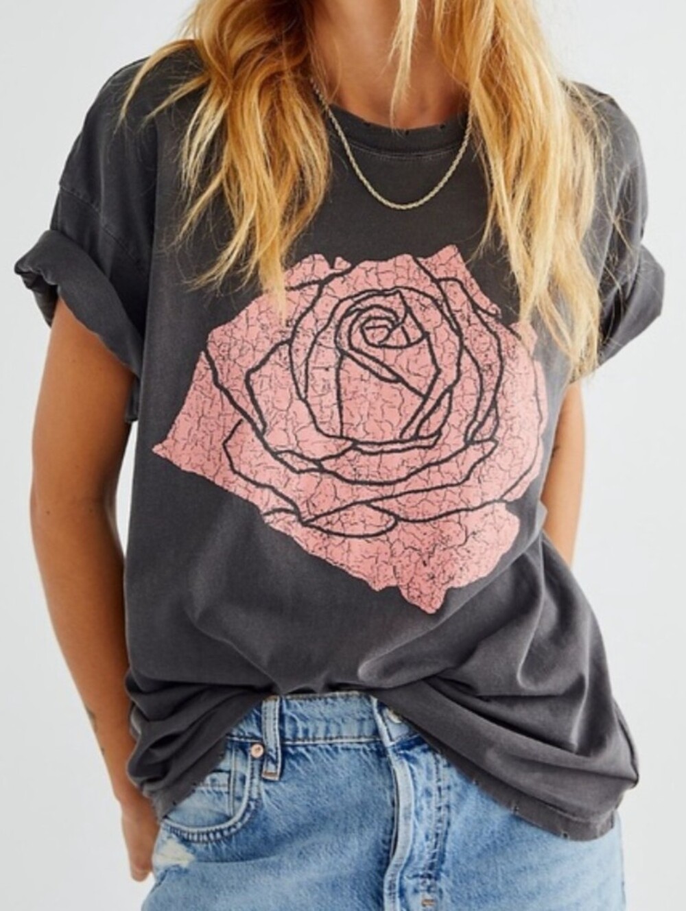 Free People/Girl Dangerous Rose Boyfriend Tee